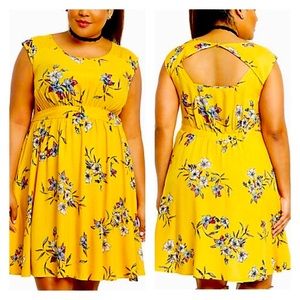 Torrid Floral Print Challis Open Back Dress